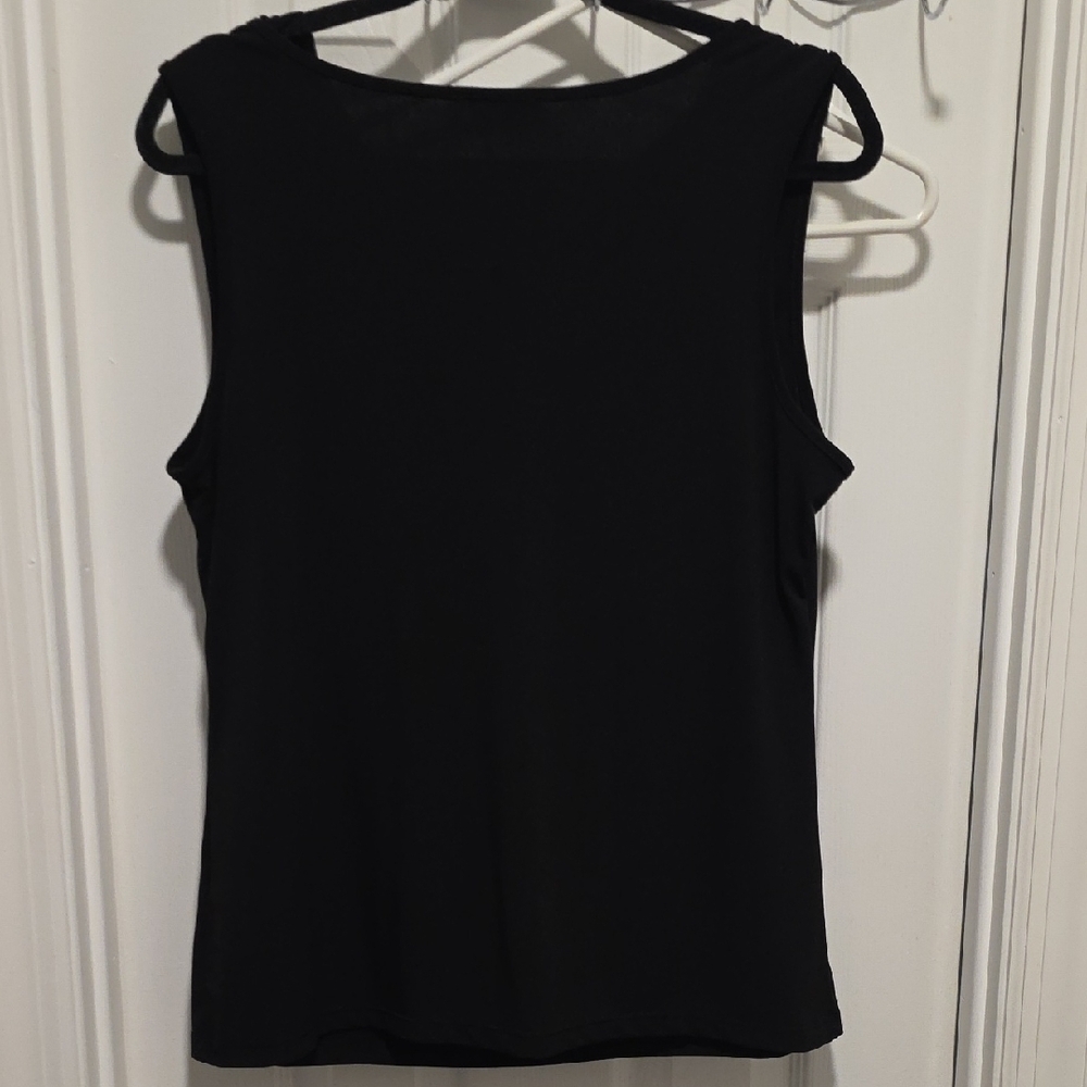 Tahari Black Sleeveless Drape Blouse - Picture 6 of 11